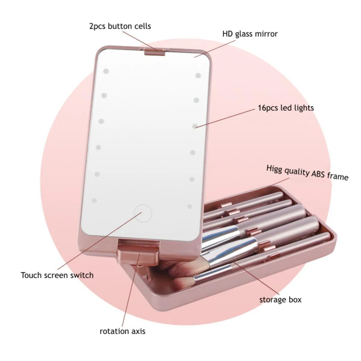 New Fashion LED Mirror with Stoagre Boxes for Makeup Brushes
