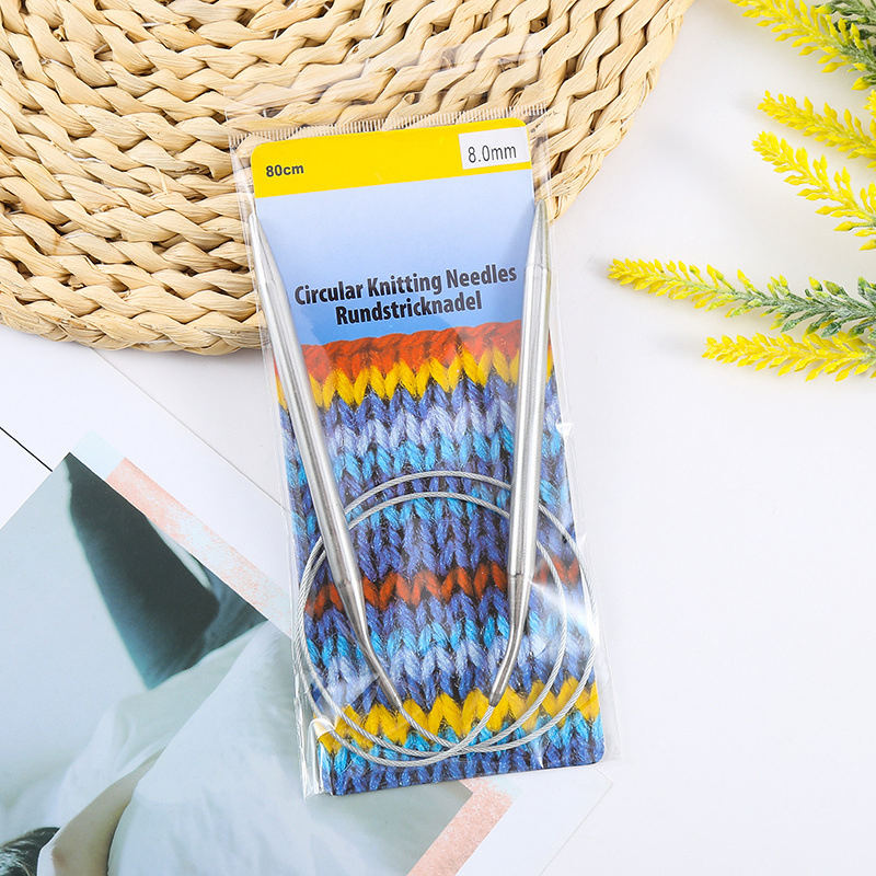 Custom Logo 2.0-10 Stainless Steel Circular Knitting Needles DIY Crochet Yarn Knitting Needle