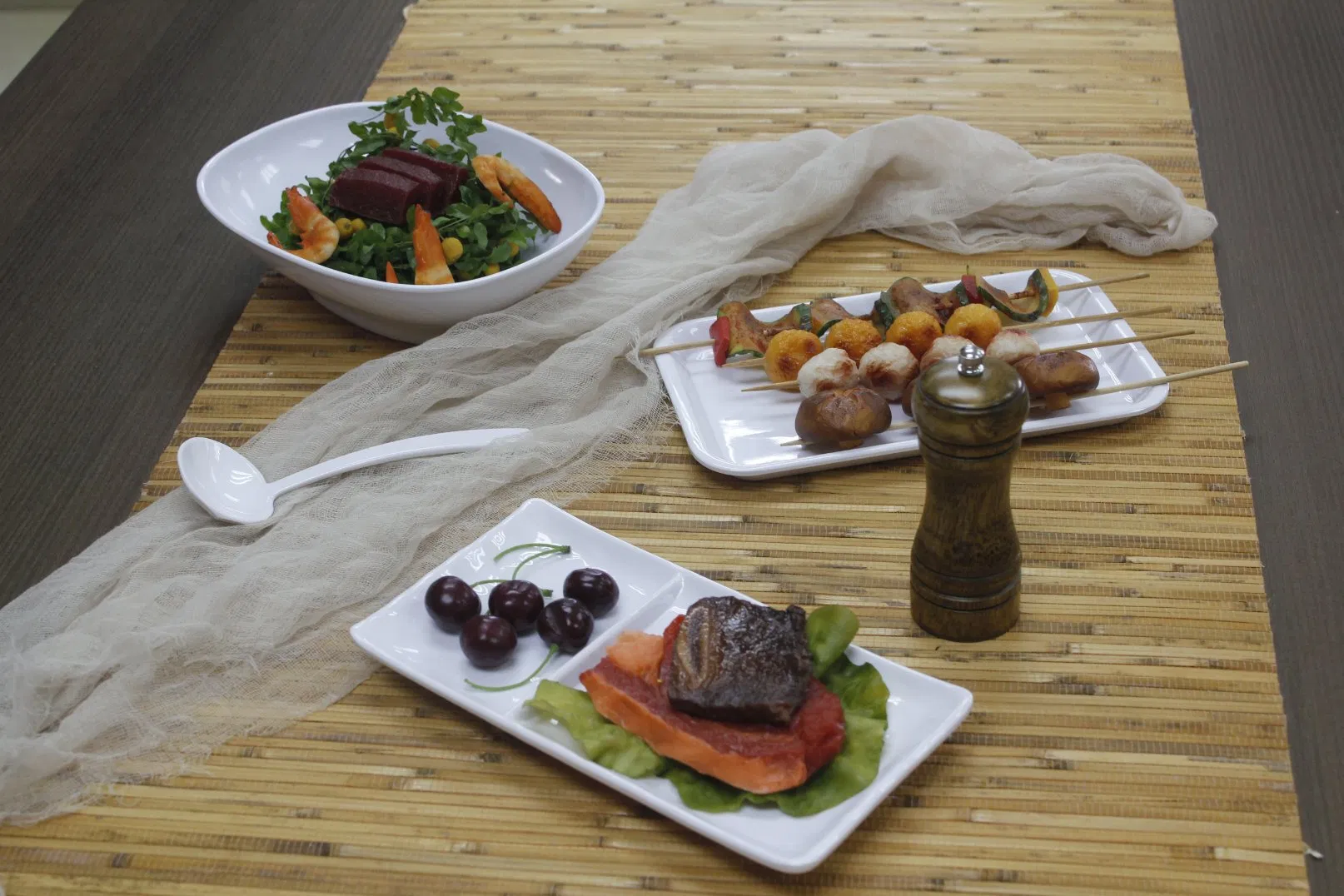 Rectangular Plate Melamine Tableware 2-Divided Plate