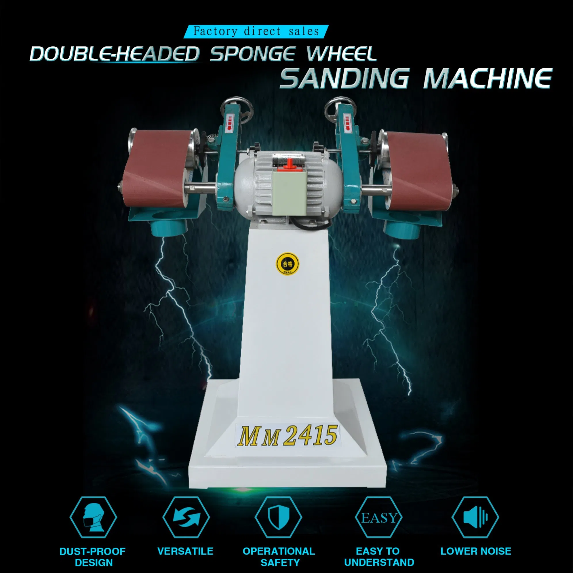 Polishing and Grinding, Double-Head Sander Metal and Woodworking Belt Sander Machine