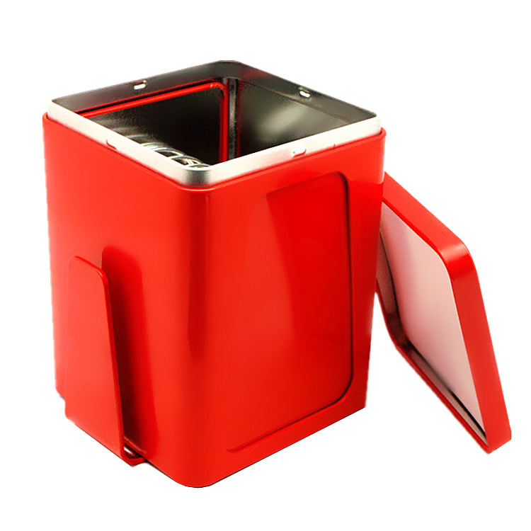 Elegant Square Double Window Design and Menu Holder Tinplate Tissue Holder Napkin Box