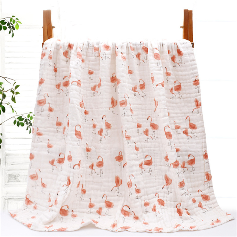 Wholesales 6 Layer Cotton Fiber Muslin Swaddle Baby Blankets
