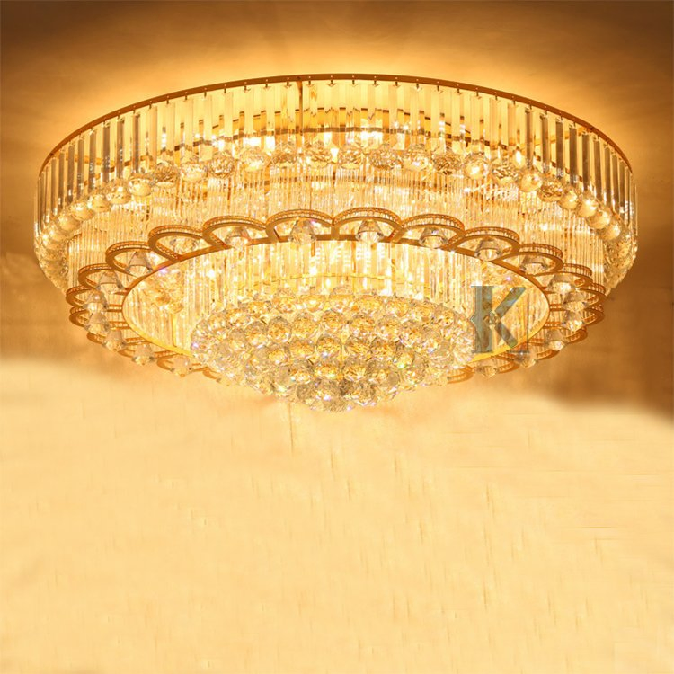 Nordic E14 Gold LED Chandelier Decorative Round Crystal Light Fixtures Design with Luxury Ceiling Light for Bedroom Living Room