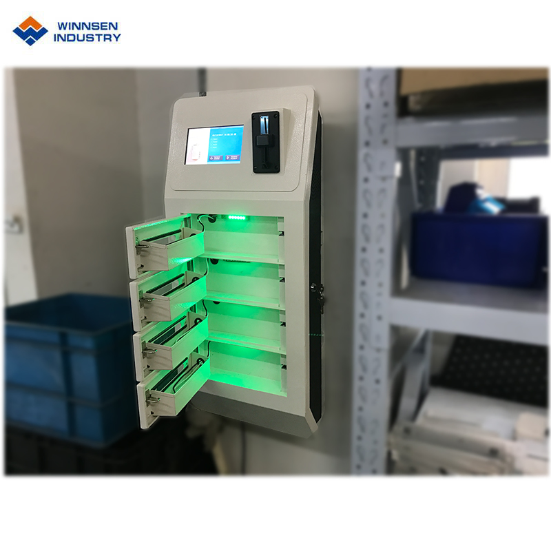 Wall Mounted Pin Code Operated Cell Phone Charging Kiosk with 4 Lockers