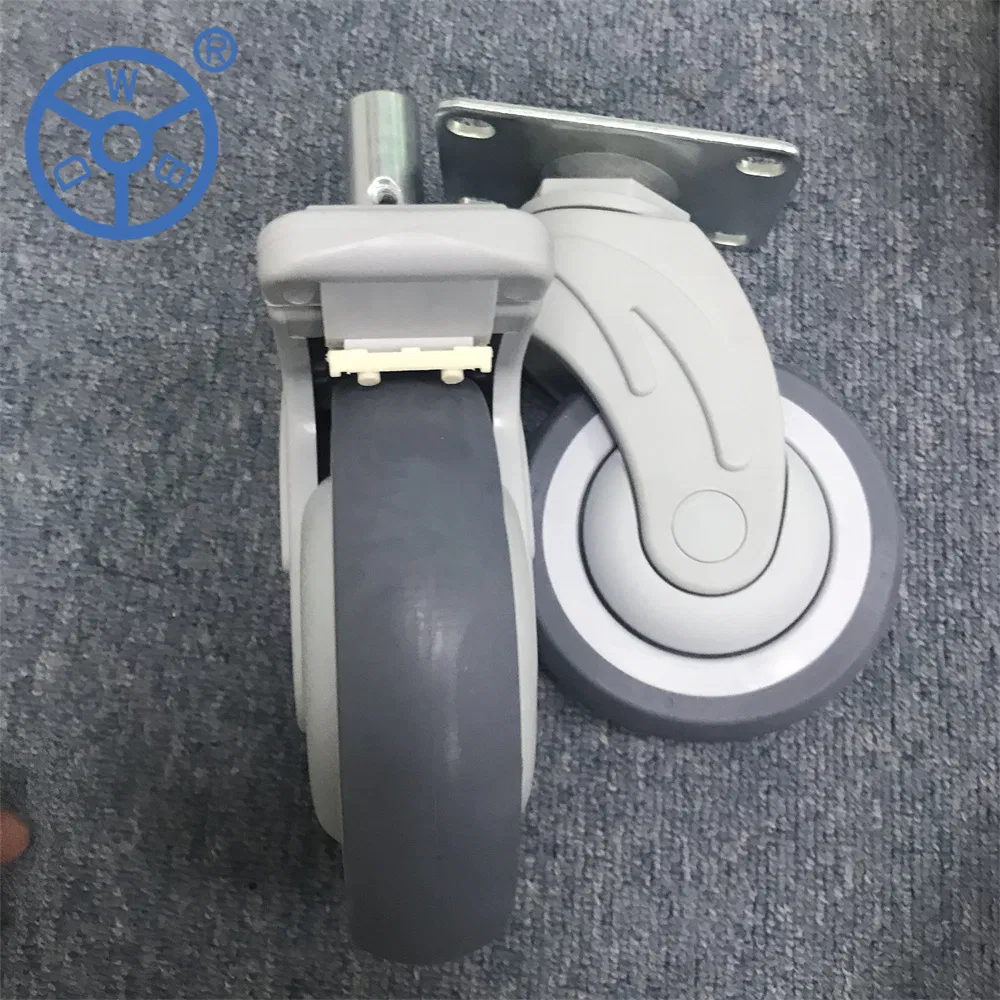 Wbd Hot Seller TPR 3 4 5 in Double Ball Bearing Medical Caster Wheels for Hospital Beds