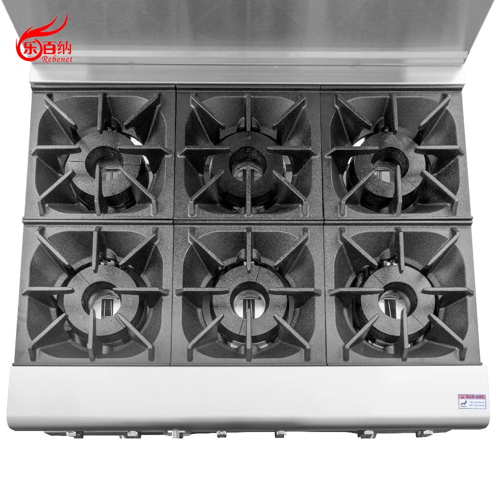 Kitchen Equipment Commercial 6 Burner Gas Stove Range with Gas Oven Cooking Machine (RGR36)