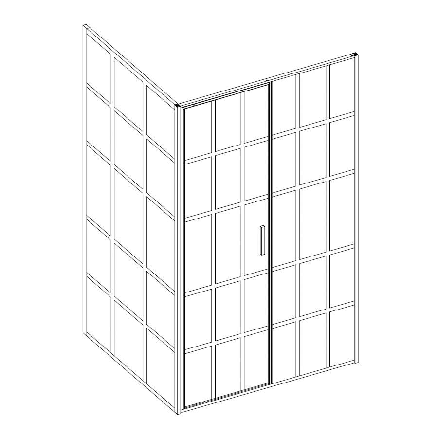 Shower Cubicle 6463 Aluminum Matt Black Frame Pivot Swing Shower Door