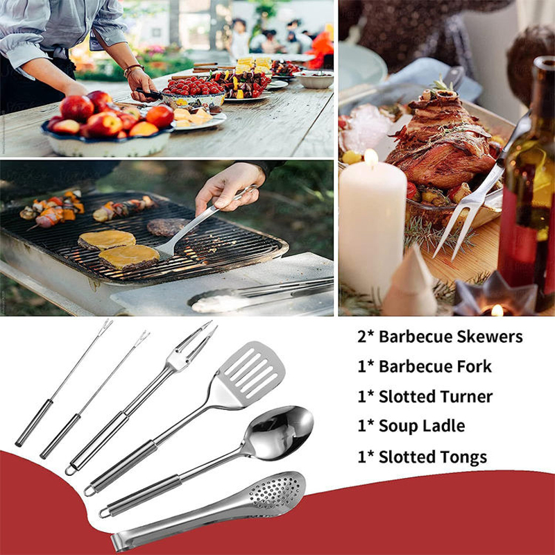Camping Kitchen Utensil Set 27PCS Stainless Steel Grilling Organizer Cookware Kit