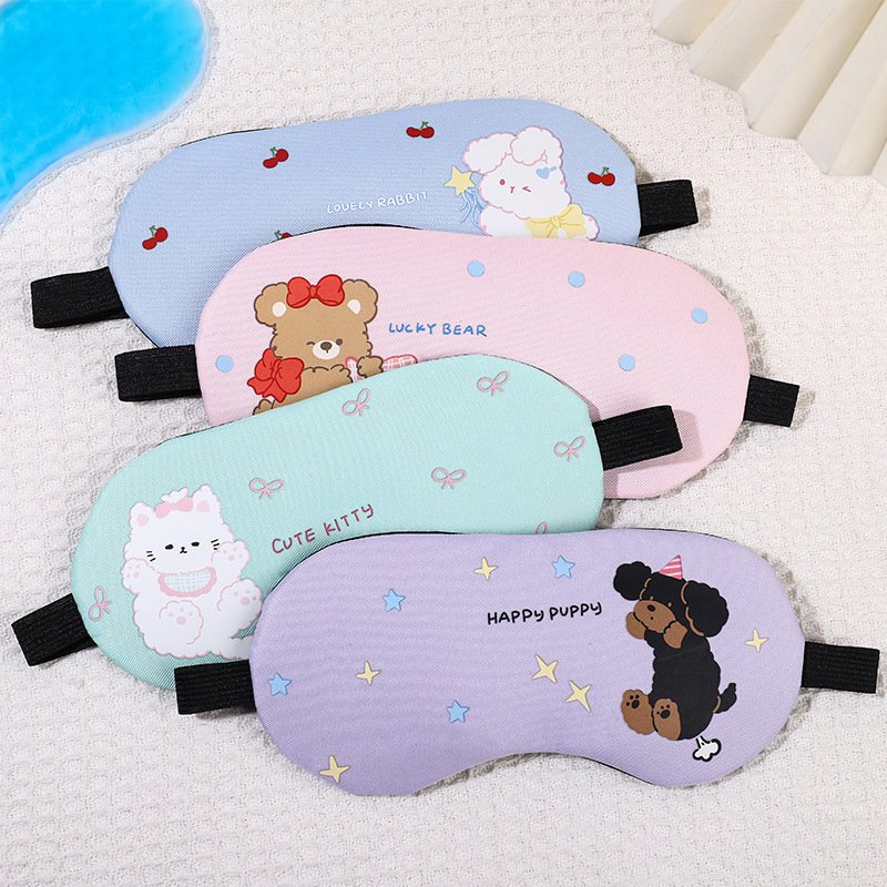 Printed Cold & Hot Compress Sleep Eye Mask Light Blocking Soft for Eye Fatigue Relief