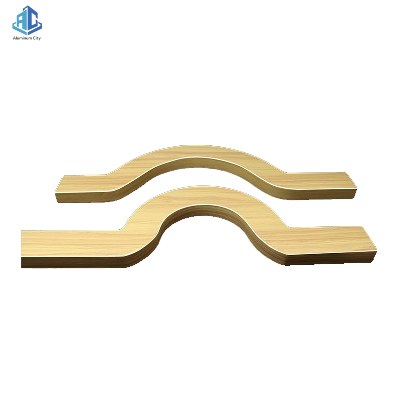 Wooden Grain Decorative Linear Pipe Suspended U Shaped Aluminum Baffle Ceiling