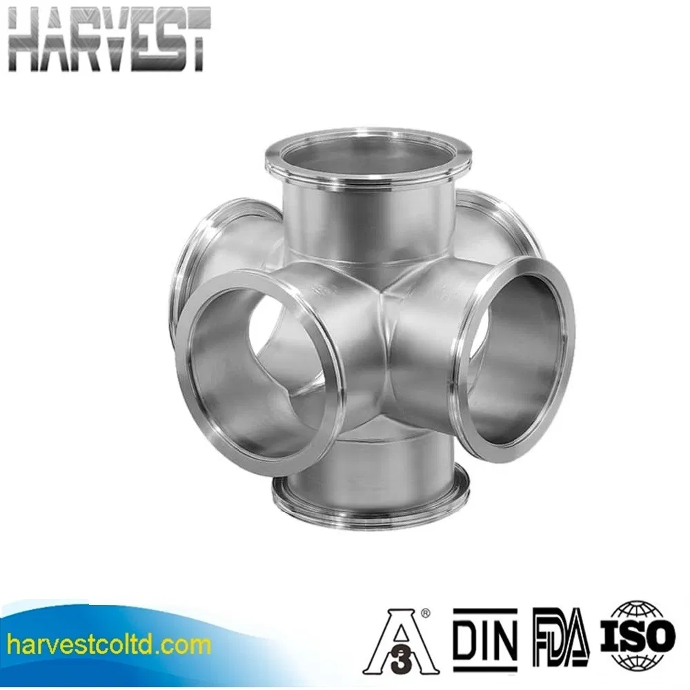 New Stainless Steel Equal Cross Fixed Flange Vacuum ISO100 6-Way Cross