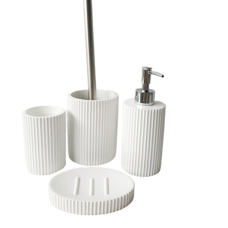 Hotel Simple Modern Sanitary Ware Luxury Resin Bath 4PCS Decoration Bathroom Set