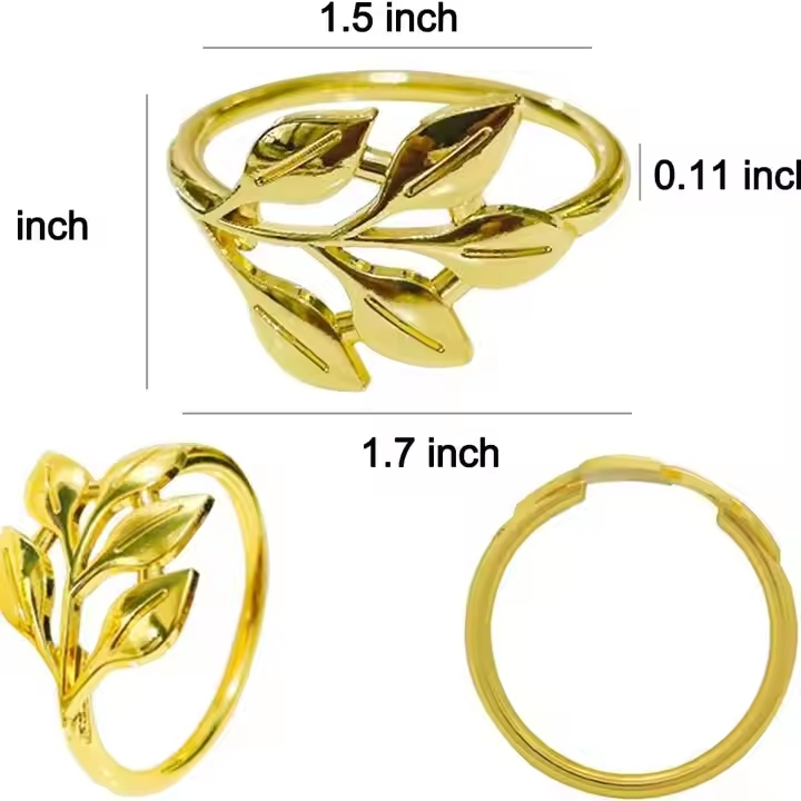 Wedding Decoration Leaf Napkin Rings Gold Napkin Rings Set for Wedding Party