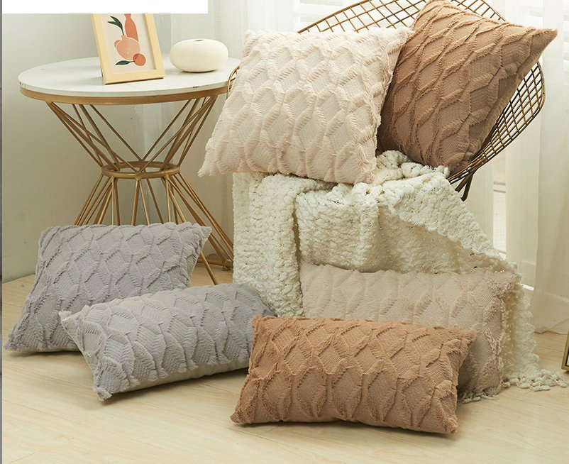 Special Embroidered Pillow Case Cross Border Diamond Plush Waist Cushion Cushion Pillow Case Winter Sofa Pillow Case