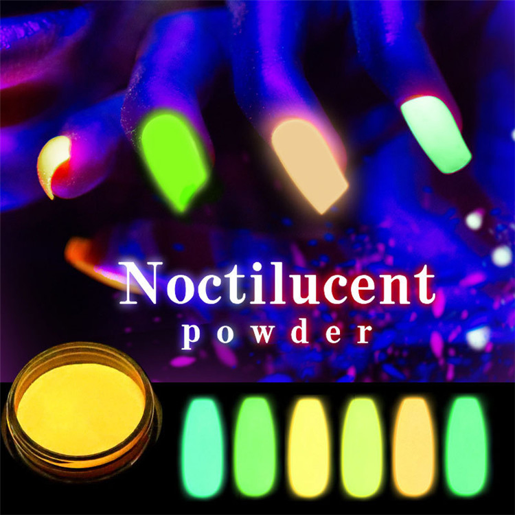 Nail Design Nail Fluorescent Luminous Powder Glow in The Dark Pigment Nail Powder Set 12 Colors Nail Acrylic Pigment Powder