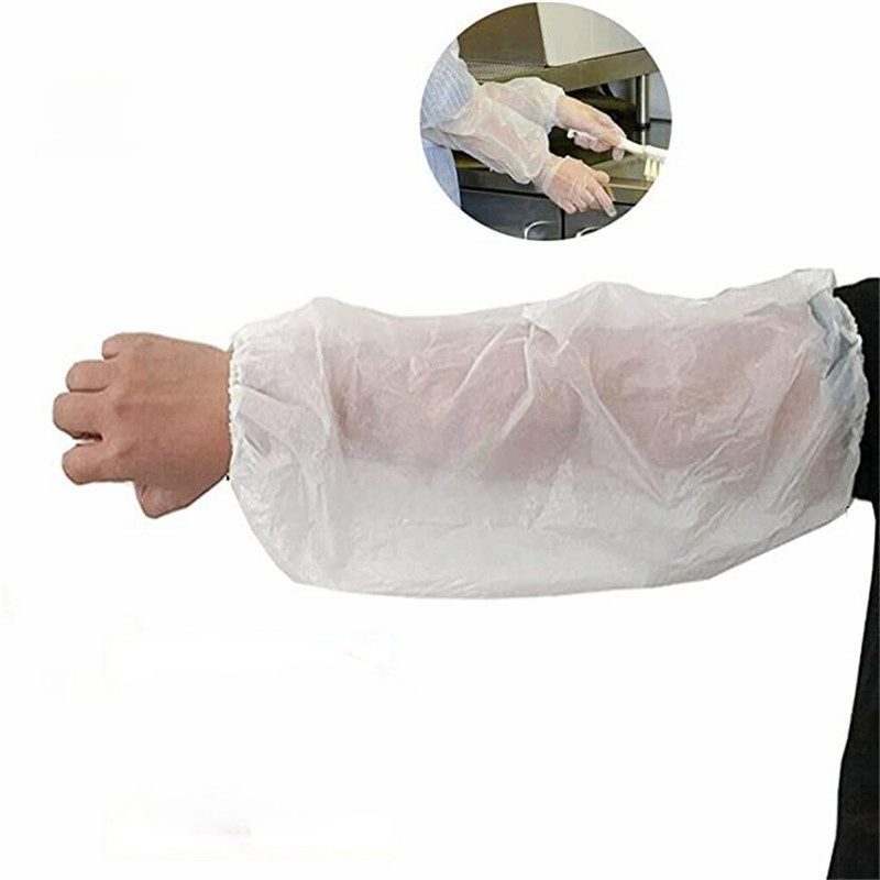 Disposable Arm Sleeves Covers Clear Waterproof Plastic Arm Sleeves Elastic Protective Oversleeves Protector Cover with Elastic on Cuff for Repairing Painting Cl