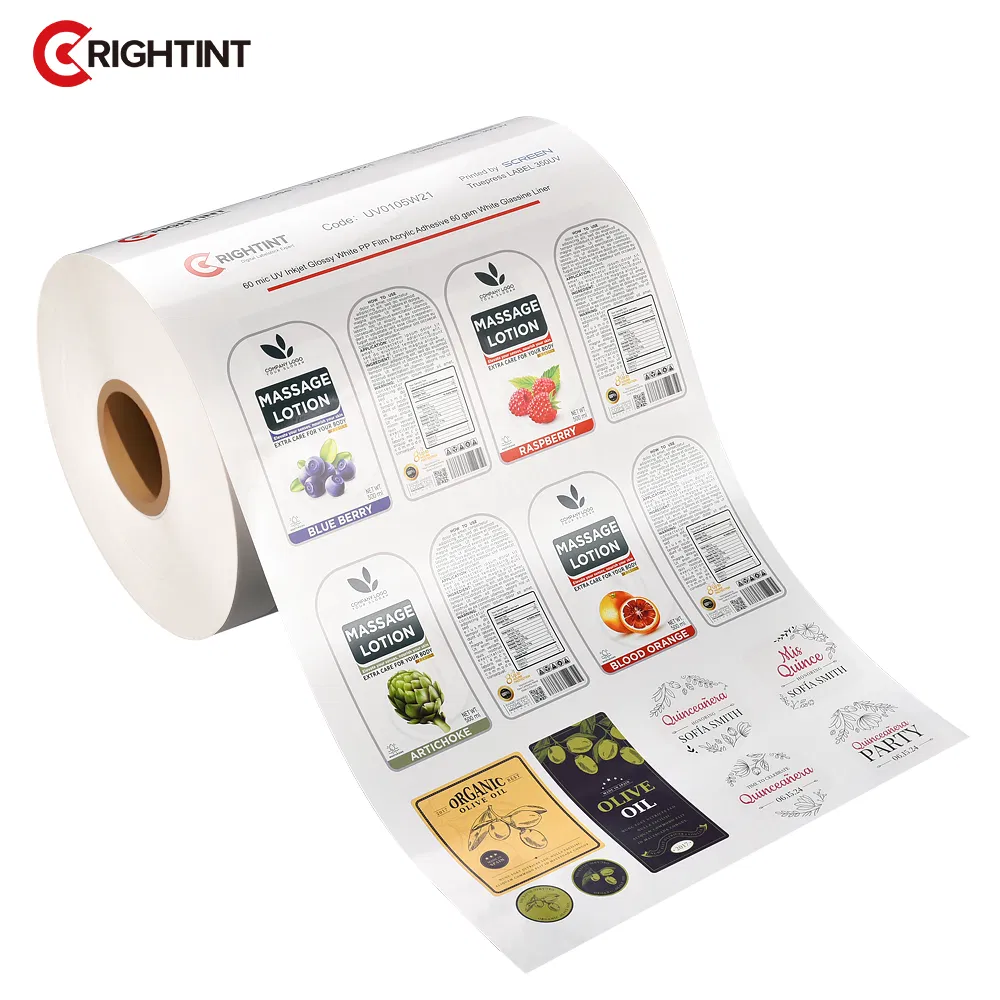 Glossy White BOPP Roll for UV Inkjet Cosmetic Jar Sticker