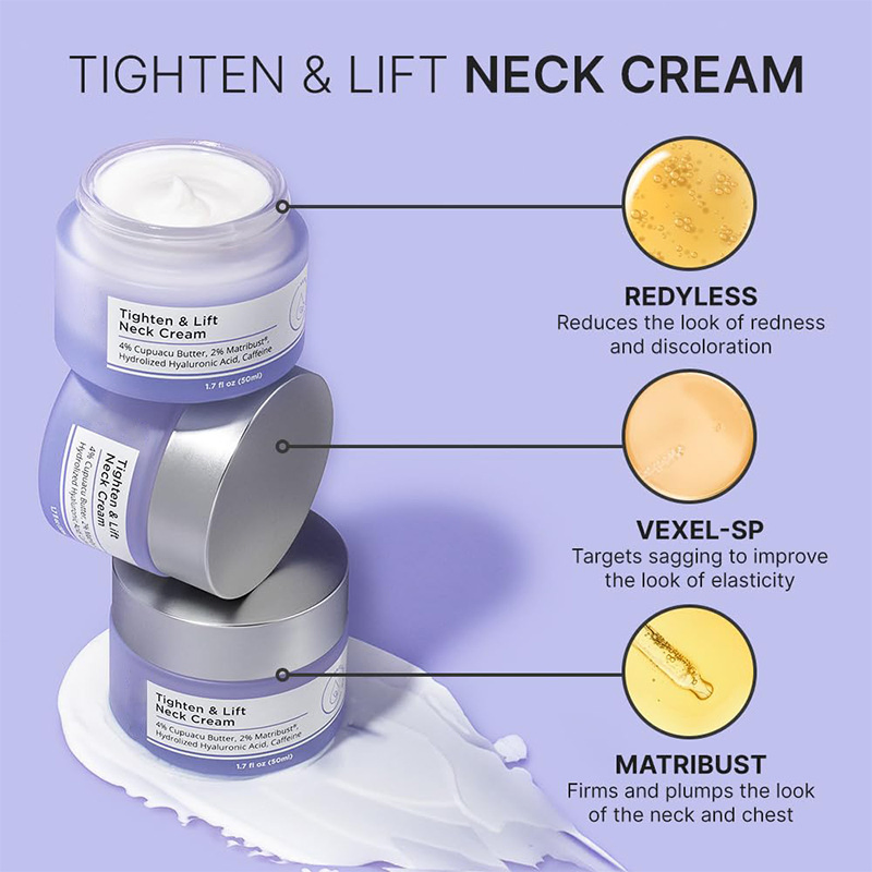 Private Label Anti-Aging Neck Firming Cream with Roller Wrinkle Tightening Skin Lift Moisturizer Targeted Face Cream & Lotion