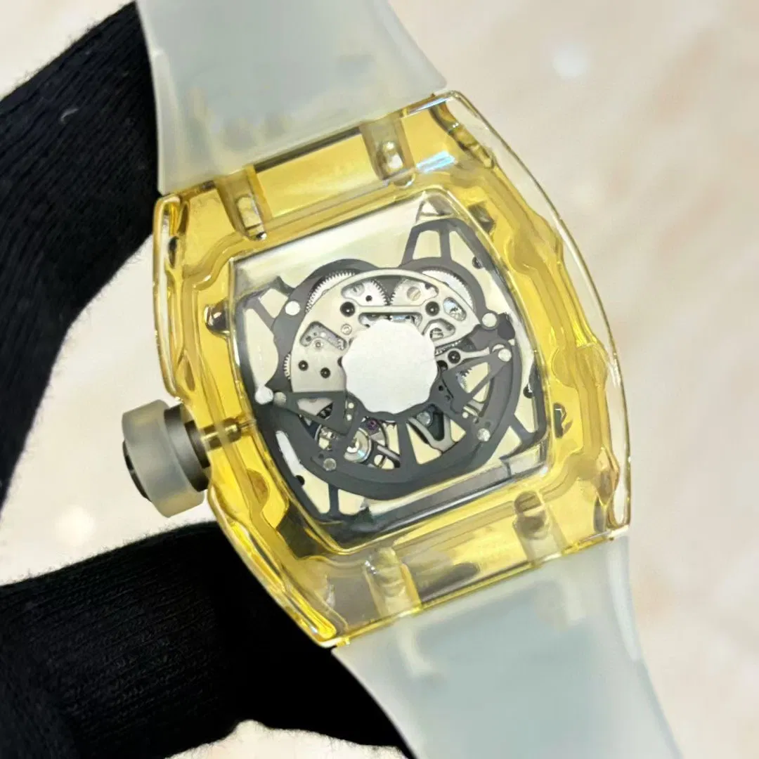 Mirror Quality Watch Designer Blue Crystal Gemstone Mirror Waterproof Yellow Ceramic Watch