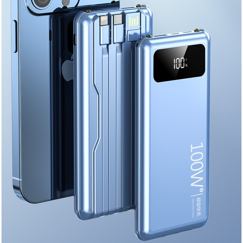 100W Super Fast Charging 20000mAh Power Bank with Built-in Cable