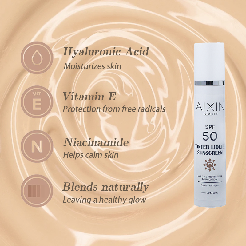 Beauty Cosmetics All-in-One Face Sunscreen Foundation Tinted Sunscreen Mositurizer