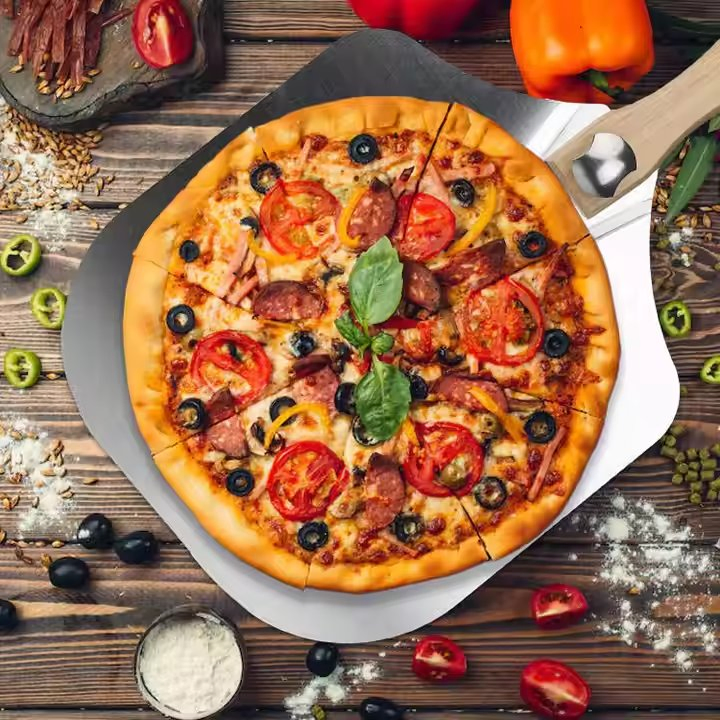 Aluminum Metal Pizza Peel Shovel Spatula Pizza Paddle with Wooden Handle