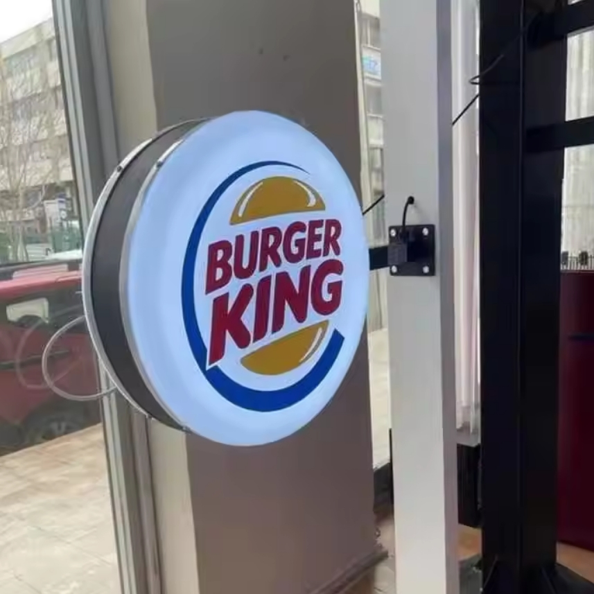 Outdoor Advertising Round Rotating LED Logo Sign 3D Acrylic Light Box Display