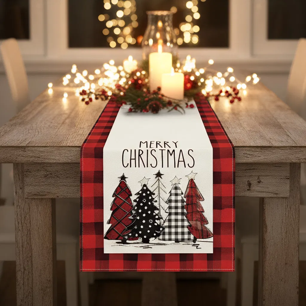 New Style Christmas Decoration Custom Printed Table Cover Table Runner