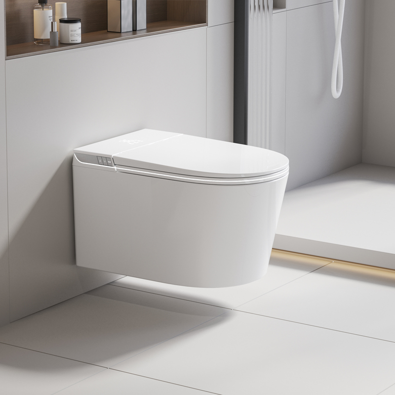 New Product Wall Suspended Smart Toilet Bidet P Trap Wc Intelligent Automatic Wall Hung Smart Toilet with Built in Flush