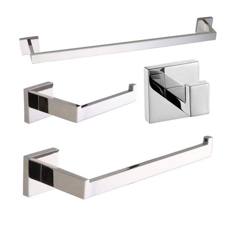304 Stainless Steel Bathroom Accessories Sets Wall Mount Square Set for Hotel Am02