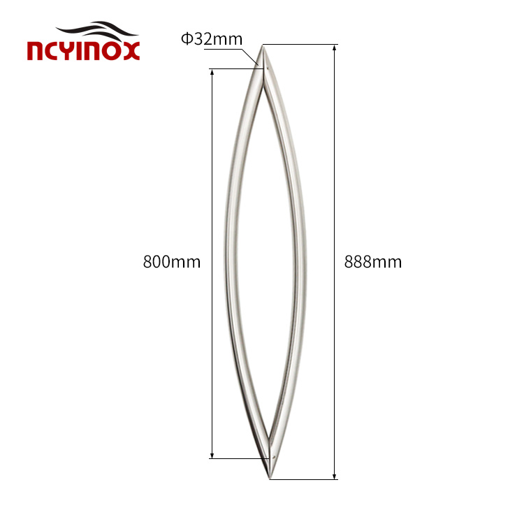 316 Stainless Steel Crescent Style Back-to-Back Curved Pull Handle for Main Door Wooden Door