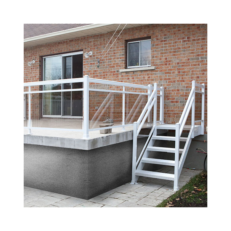 Aluminum Glass Railing Deck Balcony Designs Pictures with LED Light Clamps Balustrade Clamp Aluminum Glass Railing