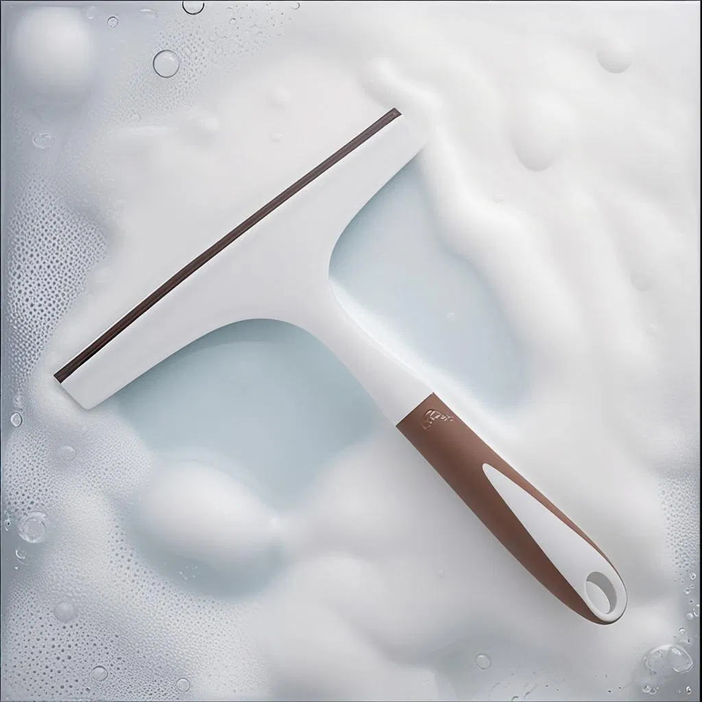 Soft Scraper Cleaner with Plastic Handle Silicone Head Bathroom Glass Window Squeegee