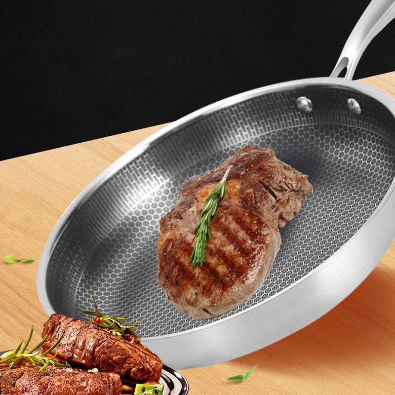 Stainless Steel Non-Stick Frying Pan Honeycomb Wok for Iduction Stove