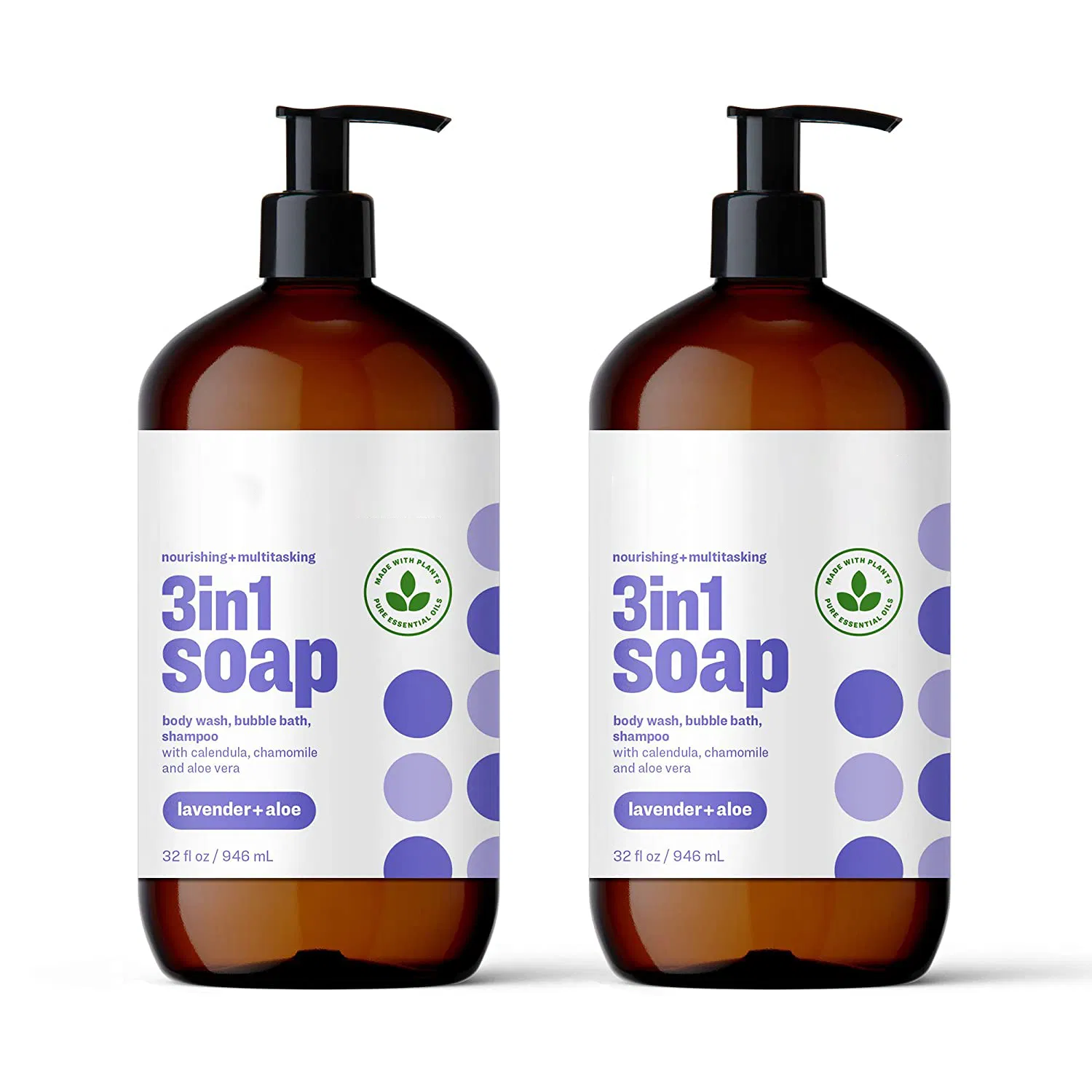 Beauty Cosmetics Skin Care 3-in-1 Soap Lavender Baby Shampoo and Body Wash