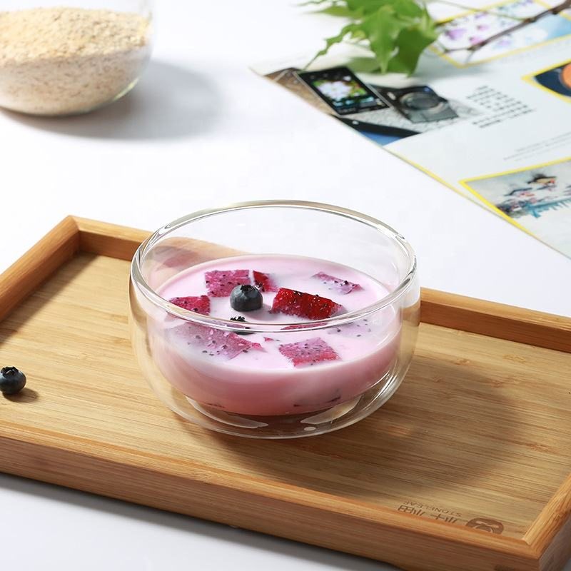 Anti-Scald Double Wall Glass Bowl for Fresh Salads