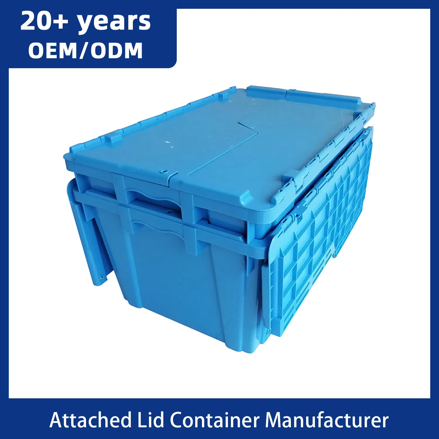 Supermarket Large Container with Lid Attached Attached Lid Shipping Container Plastic Tote Boxes
