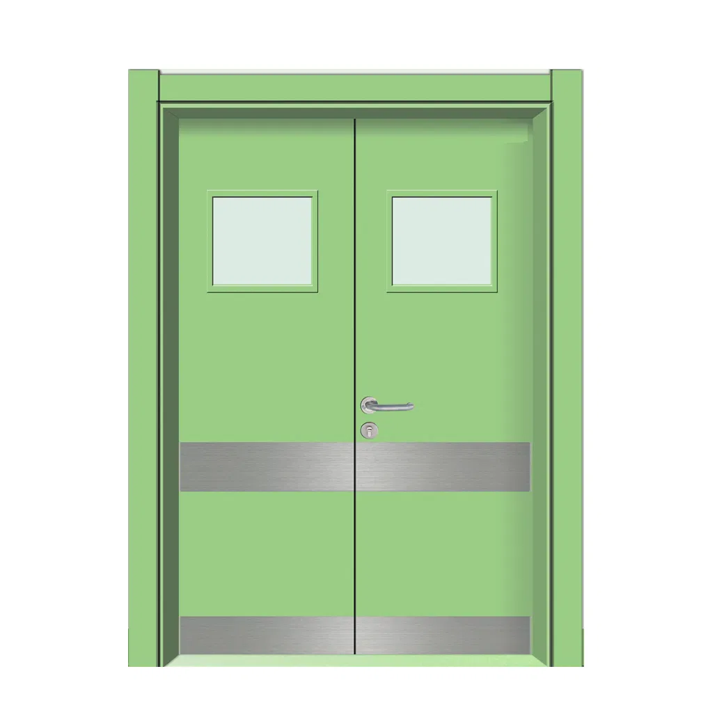 Antibacterial Laminated Hospital Wooden Door Entry Clinic Patient Room Door with Glass