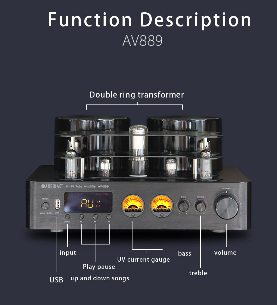 Ламповый усилитель AV889 с Bluetooth, оптическим входом