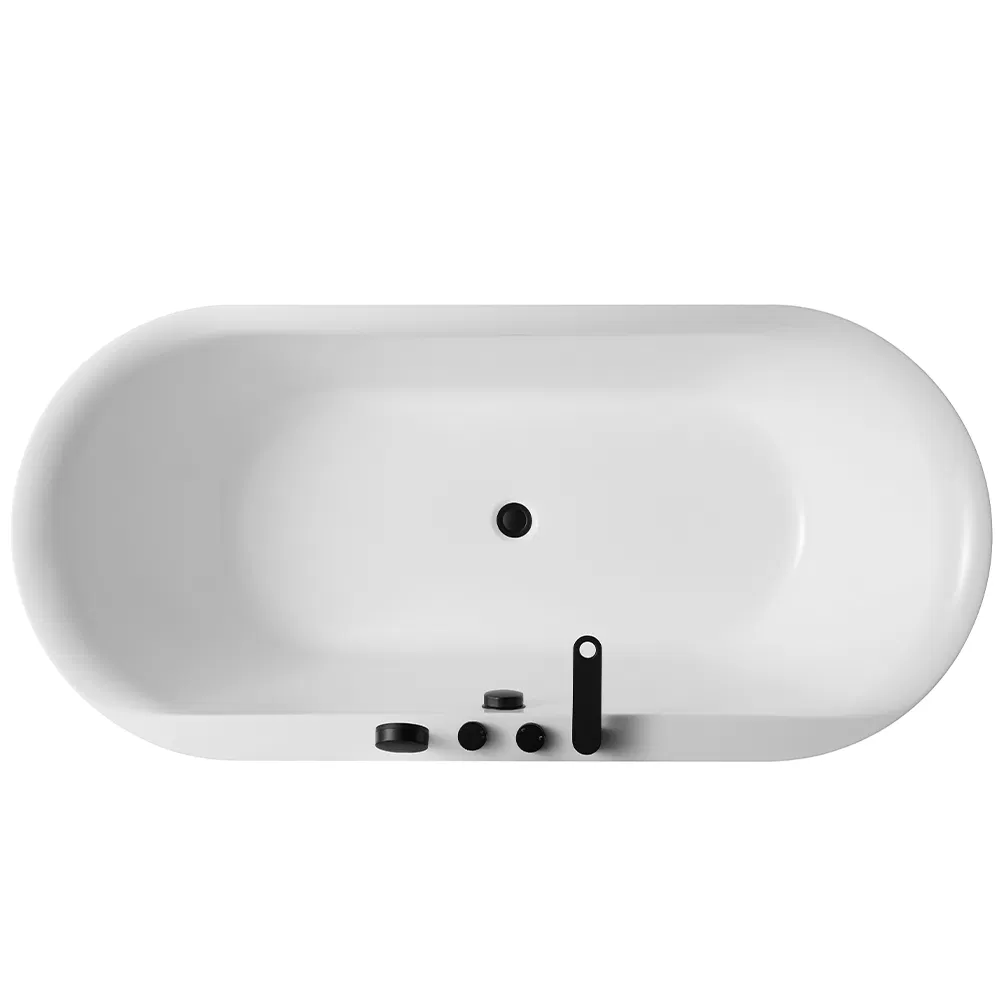 Белая акриловая отдельностоящая ванна с гидромассажем
