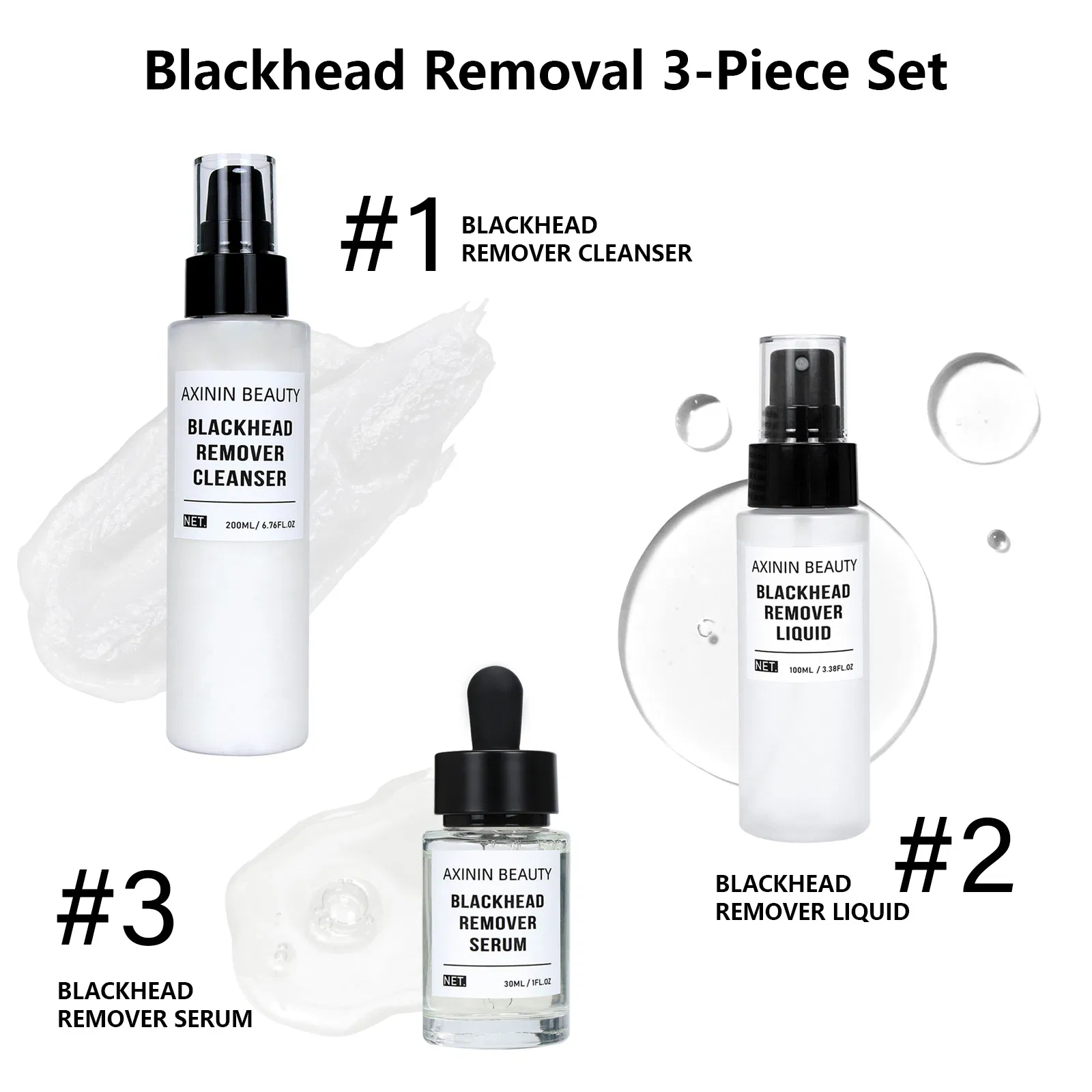 Beauty Cosmetics Skin Care Balances Oil Minimizes Pores Blackhead Remover Three-Piece Set