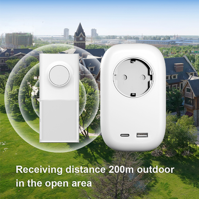 Kinetic Doorbell with USB/Type C/Socket Charging Door Chime