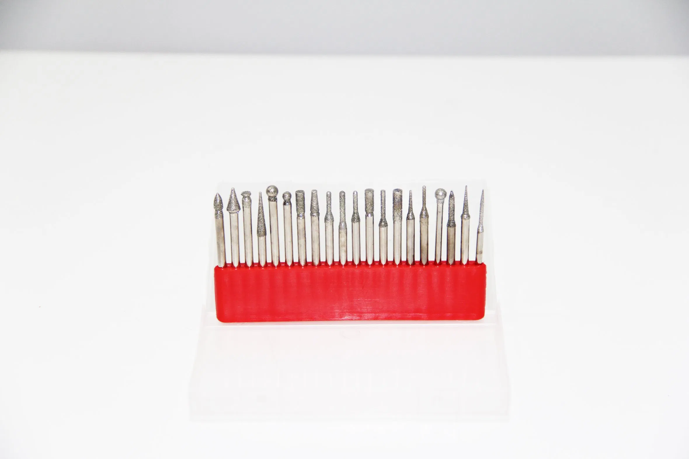High Quality 3mm Shank 20 PCS Red Plastic Box Diamond Mounted Points