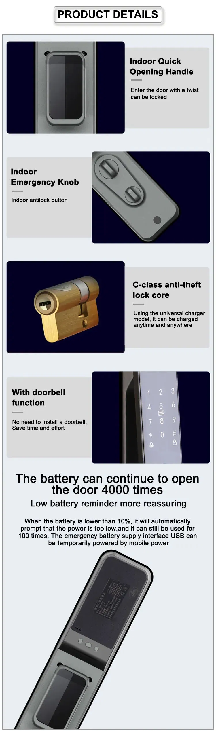 Tuya WiFi Smart 3D Face Intelligent Recognition Cat Eye Waterproof Fully Automatic Fingerprint Video Door Lock with LCD Screen