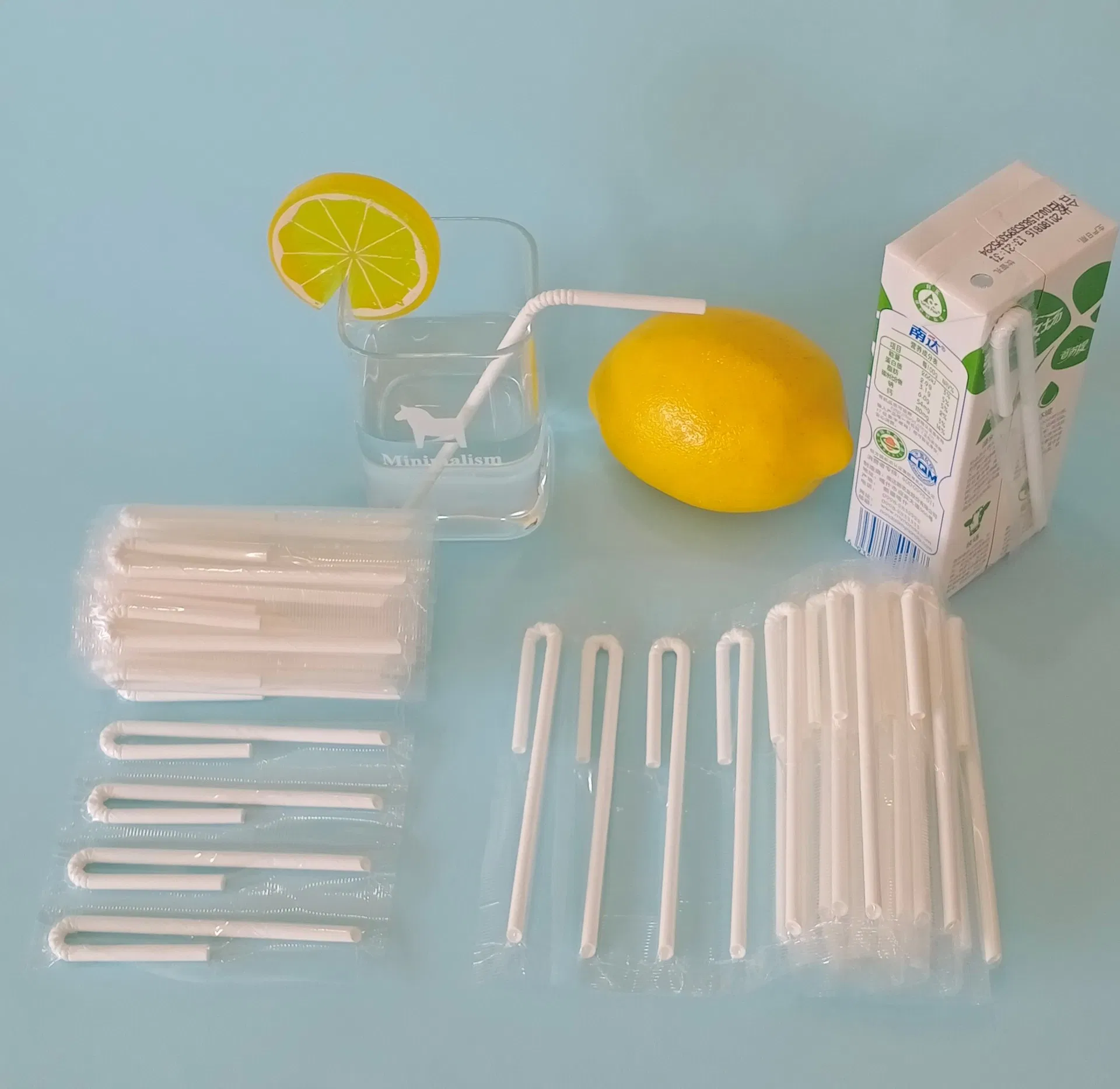 4.2X150mm Eco Individual Packing U Shaped Yogurt Milk Brick Box Bended Paper Drinking Straws
