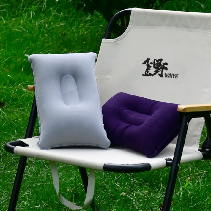Large-Sized Thickened Flocked Square Inflatable Pillow for Outdoor Use Suitable for Camping