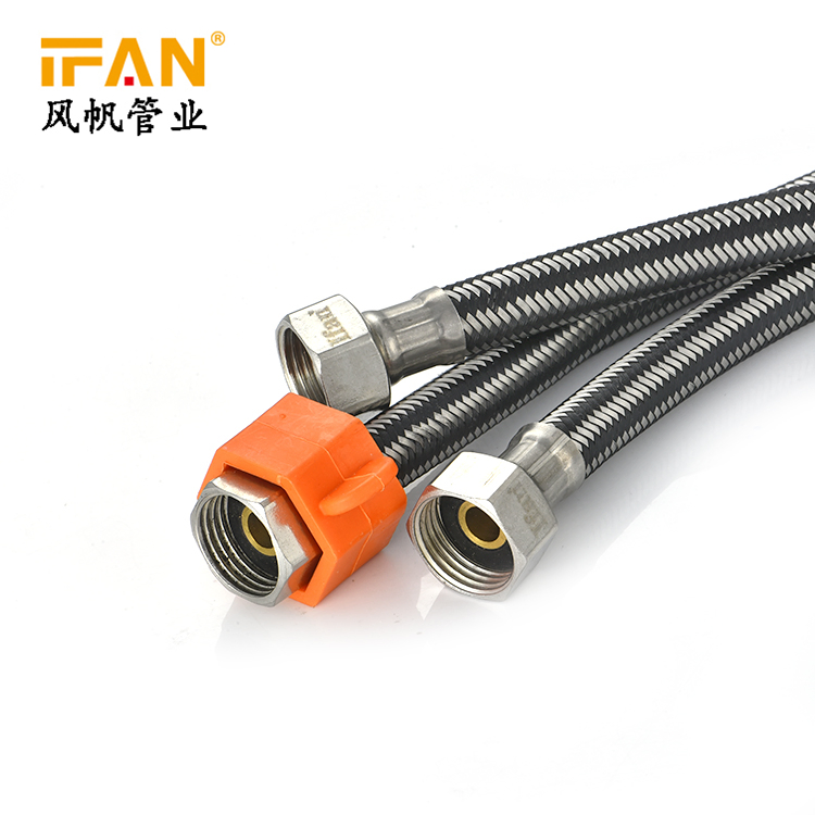 Ifan Factory Supplier Stainless Steel Bathroom Basin Water Heater Connector Flexible Braided Plumbing Hose