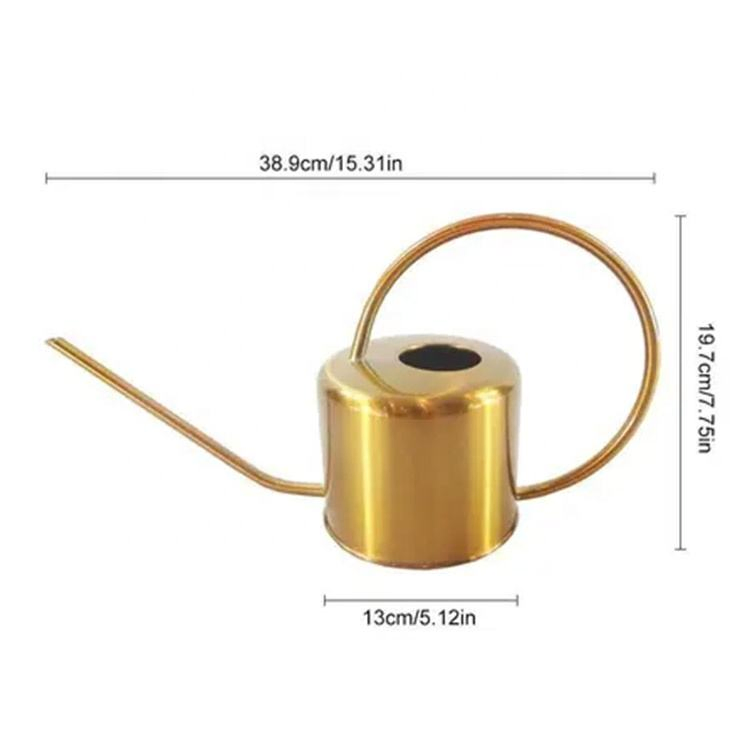 Indoor Gold Stainless Steel Easy Pour Long Spout Watering Pot Watering Can