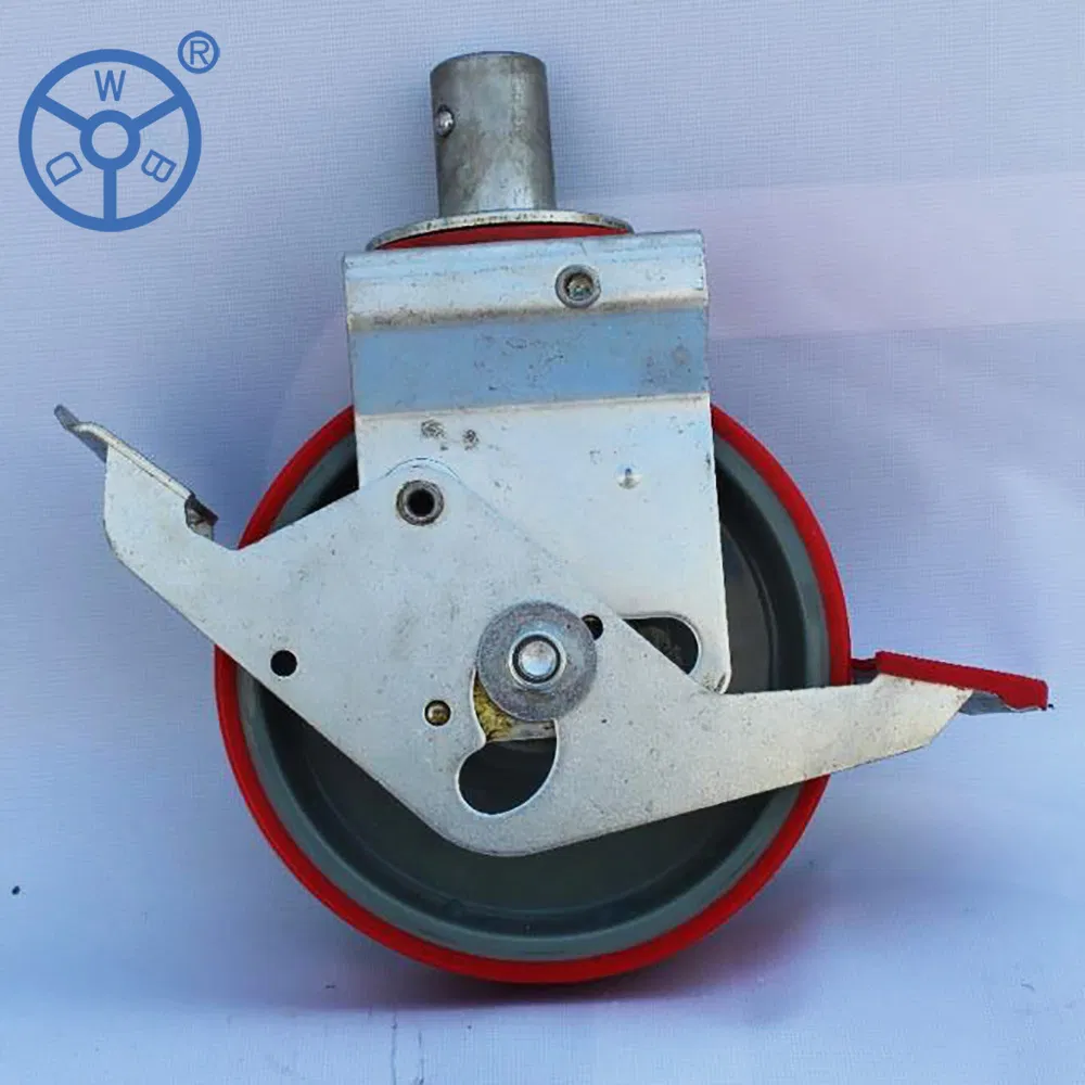6 8 10 12 Inch Brake Cast Iron PU Scaffolding Caster Wheel