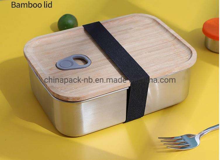 Stainless Steel Tiffin Lunch Box Bento Lunch Stainless Steel Double Wall Bamboo Lids
